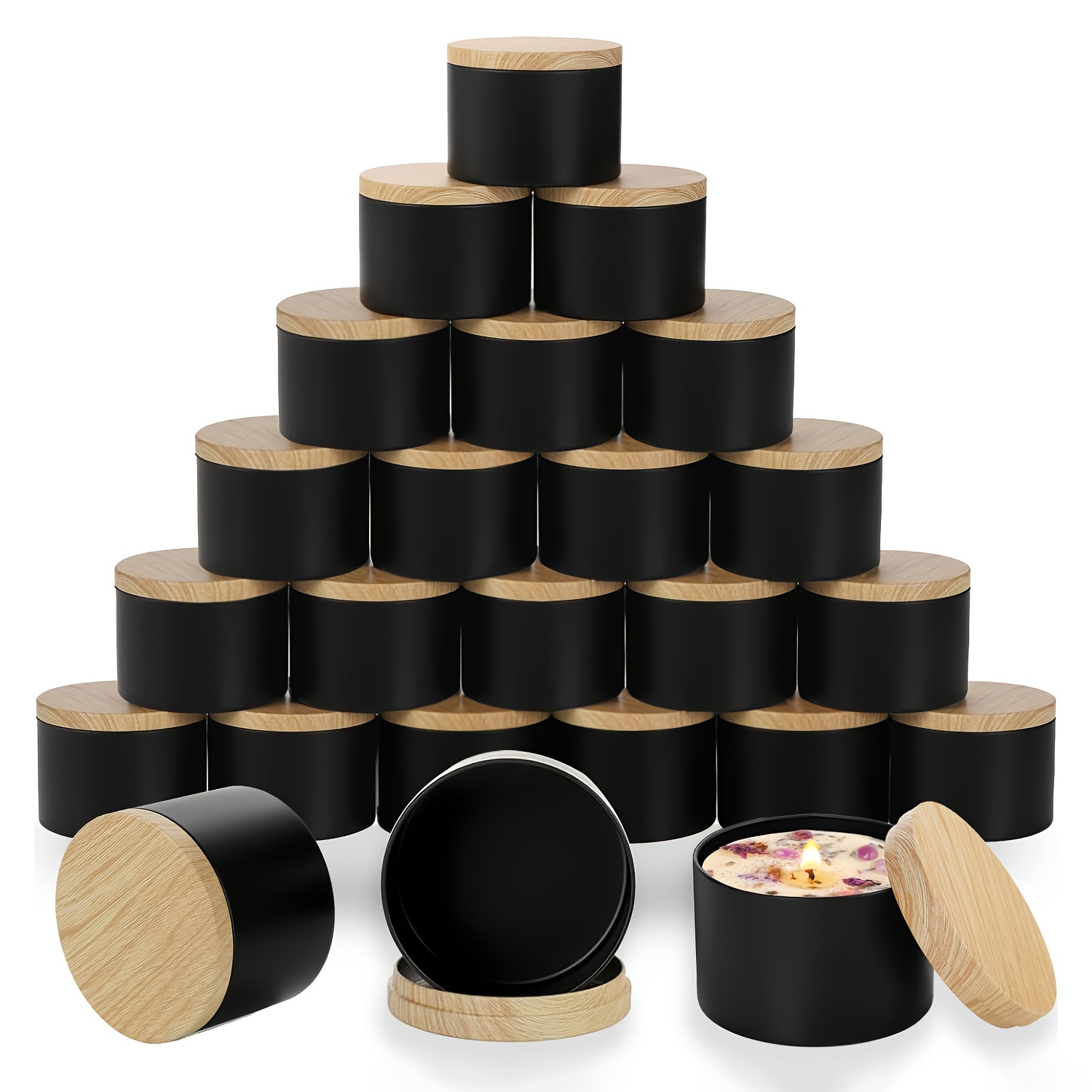 Candle Making Kit For Kids - Frascos de velas negros con tapas
