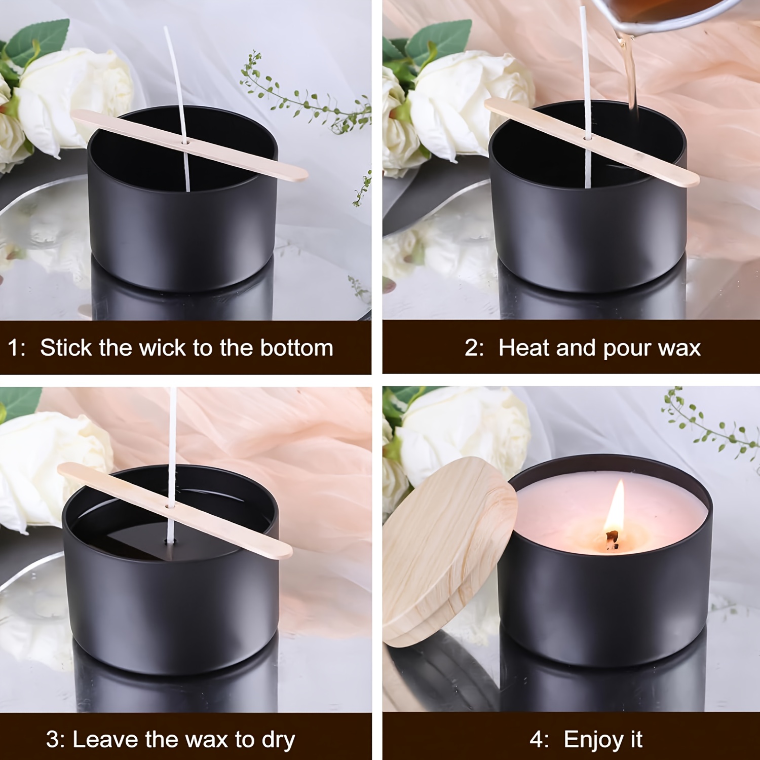 Frascos de velas negros con ta - Candle Making Kit For Kids reseña y precio